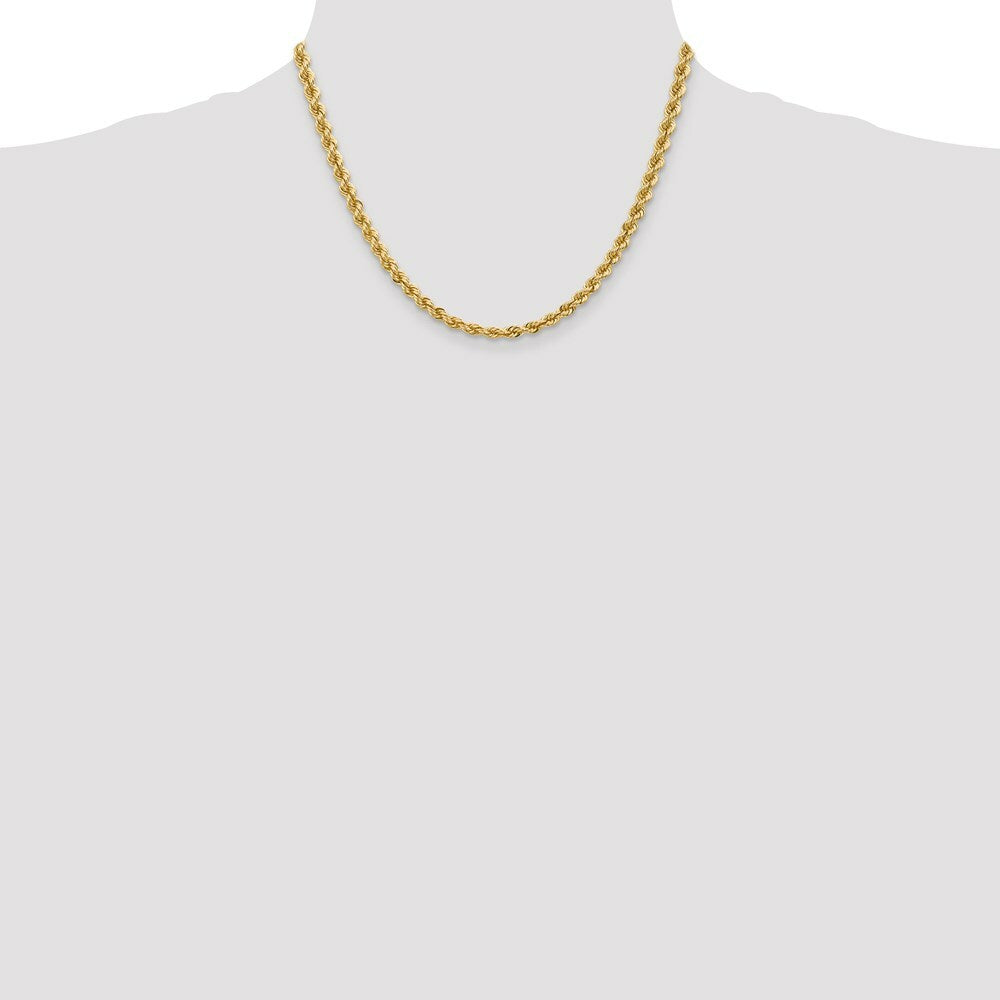 14K Yellow Gold 5mm Handmade Regular Rope Chain Necklace  Length 18'' inches