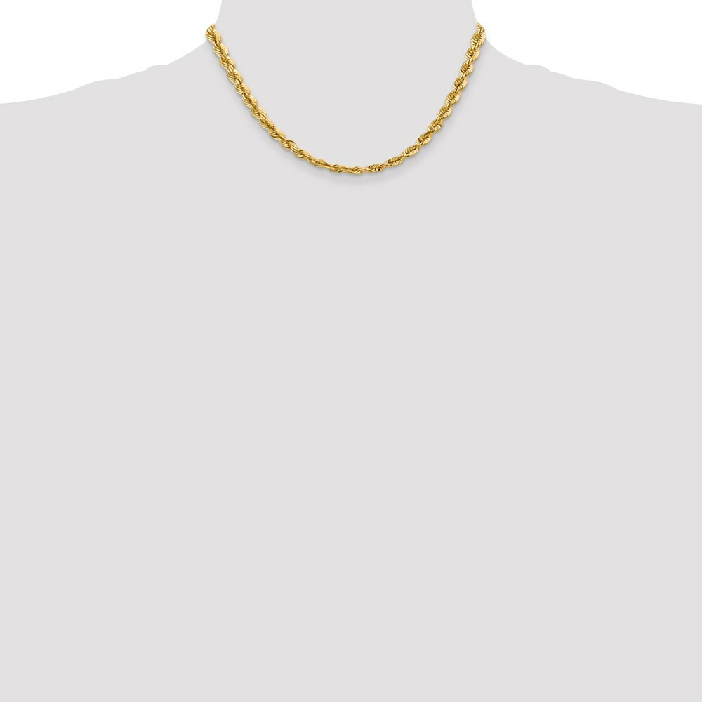 14K Yellow Gold 5.5mm Diamond-cut Rope with Lobster Clasp Chain Necklace  Length 20'' inches