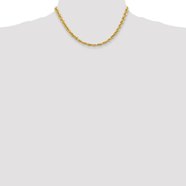 14K Yellow Gold 5.5mm Diamond-cut Rope with Lobster Clasp Chain Necklace  Length 20'' inches