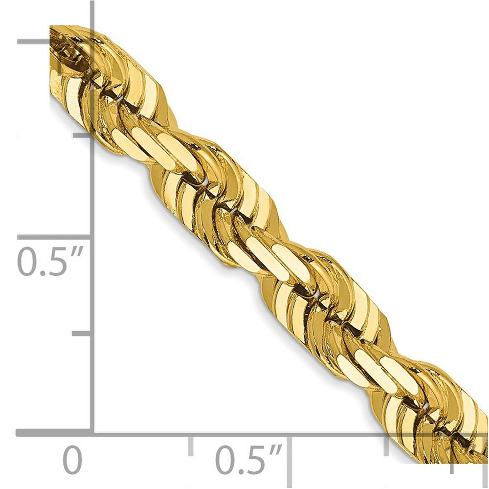 14K Yellow Gold 5.5mm Diamond-cut Rope with Lobster Clasp Chain Necklace  Length 20'' inches