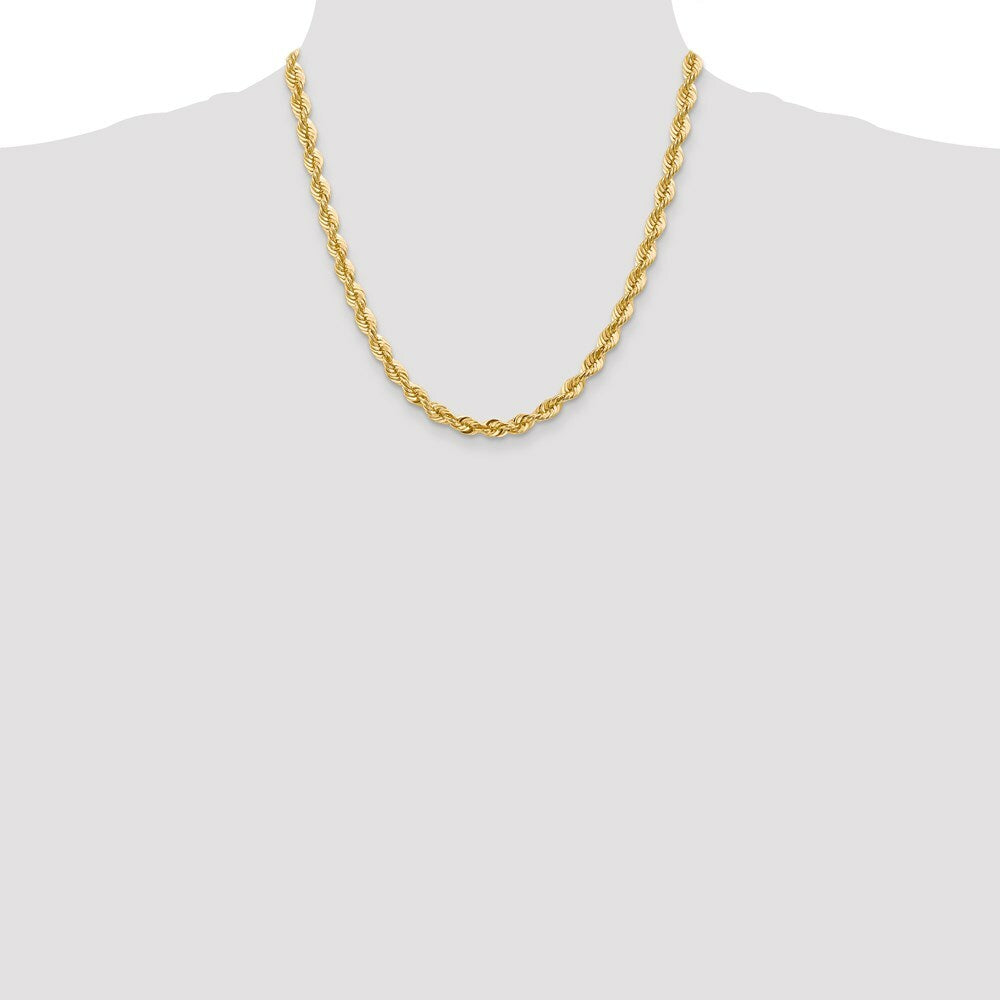 14K Yellow Gold 6mm Handmade Regular Rope Chain Necklace  Length 20'' inches