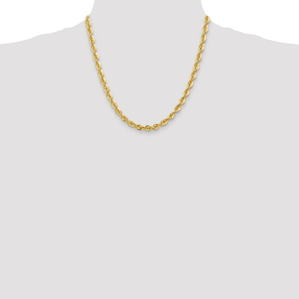 14K Yellow Gold 6mm Handmade Regular Rope Chain Necklace  Length 20'' inches