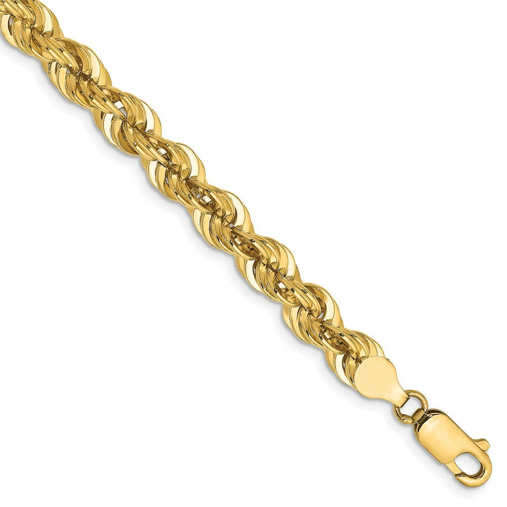 14K Yellow Gold 6mm Handmade Regular Rope Chain Bracelet  Length 8'' inches
