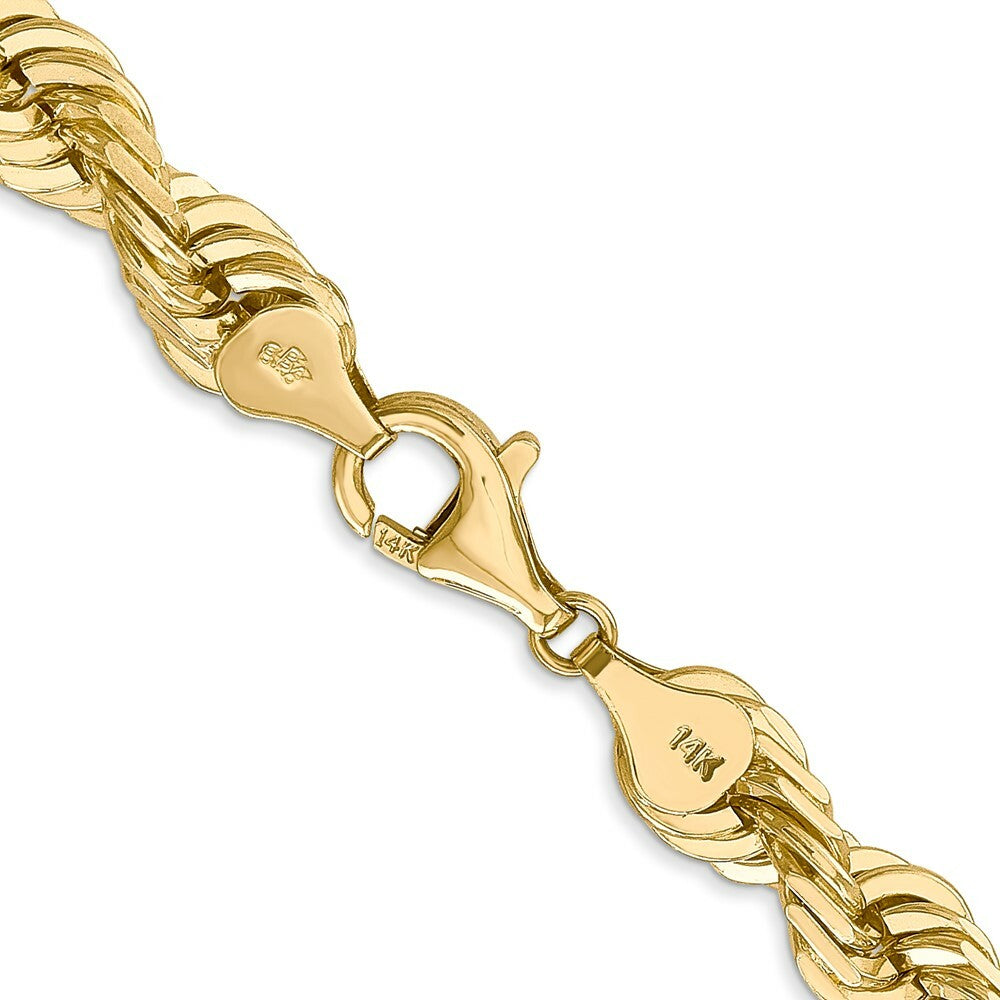14K Yellow Gold 7mm Diamond-cut Rope Chain Necklace  Length 20'' inches