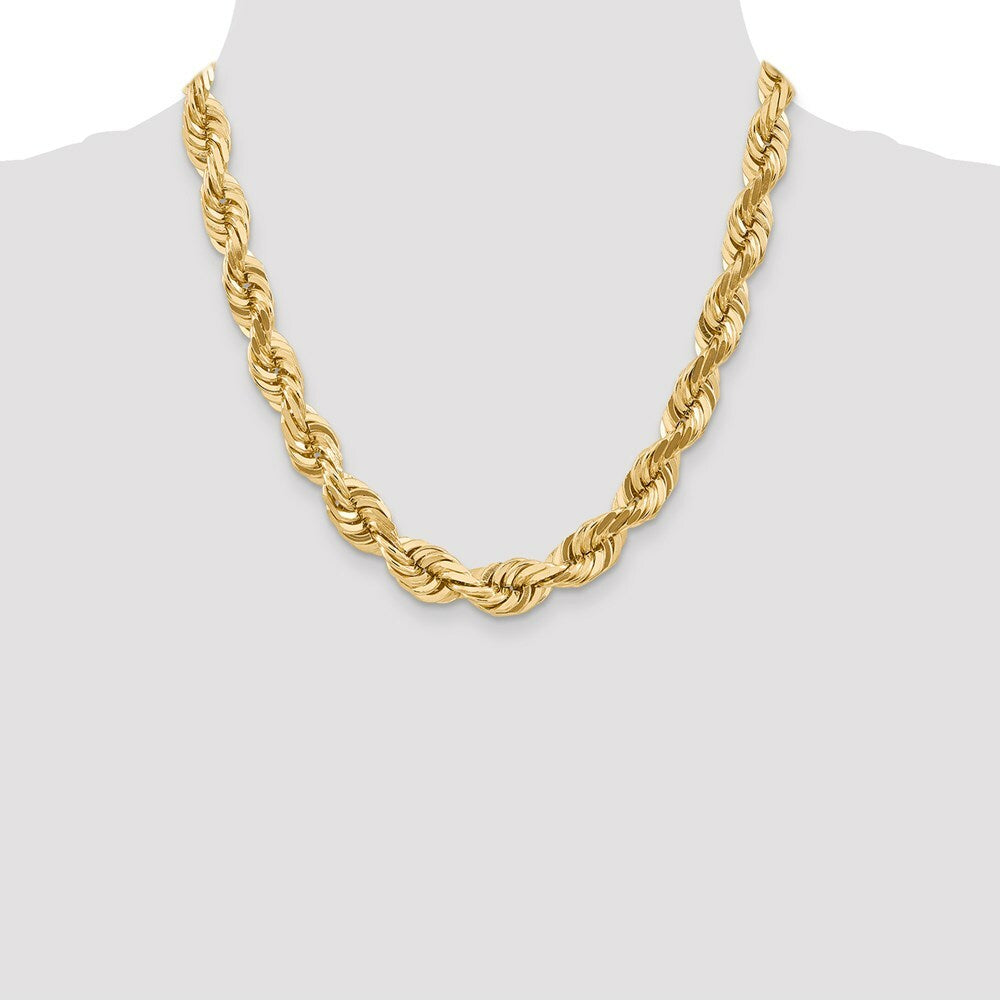 14K Yellow Gold 10mm Diamond-cut Rope Chain Necklace  Length 20'' inches