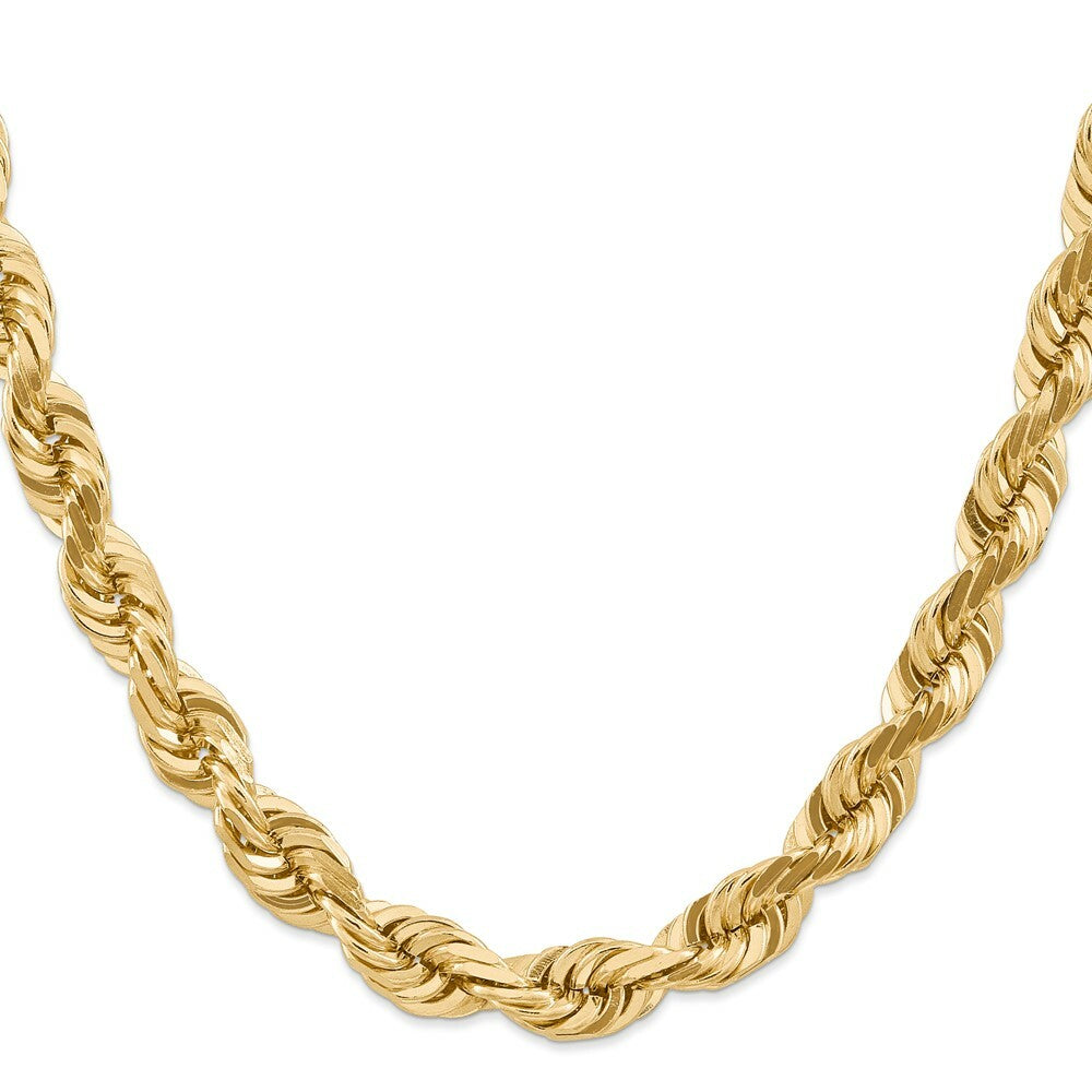 14K Yellow Gold 10mm Diamond-cut Rope Chain Necklace  Length 20'' inches