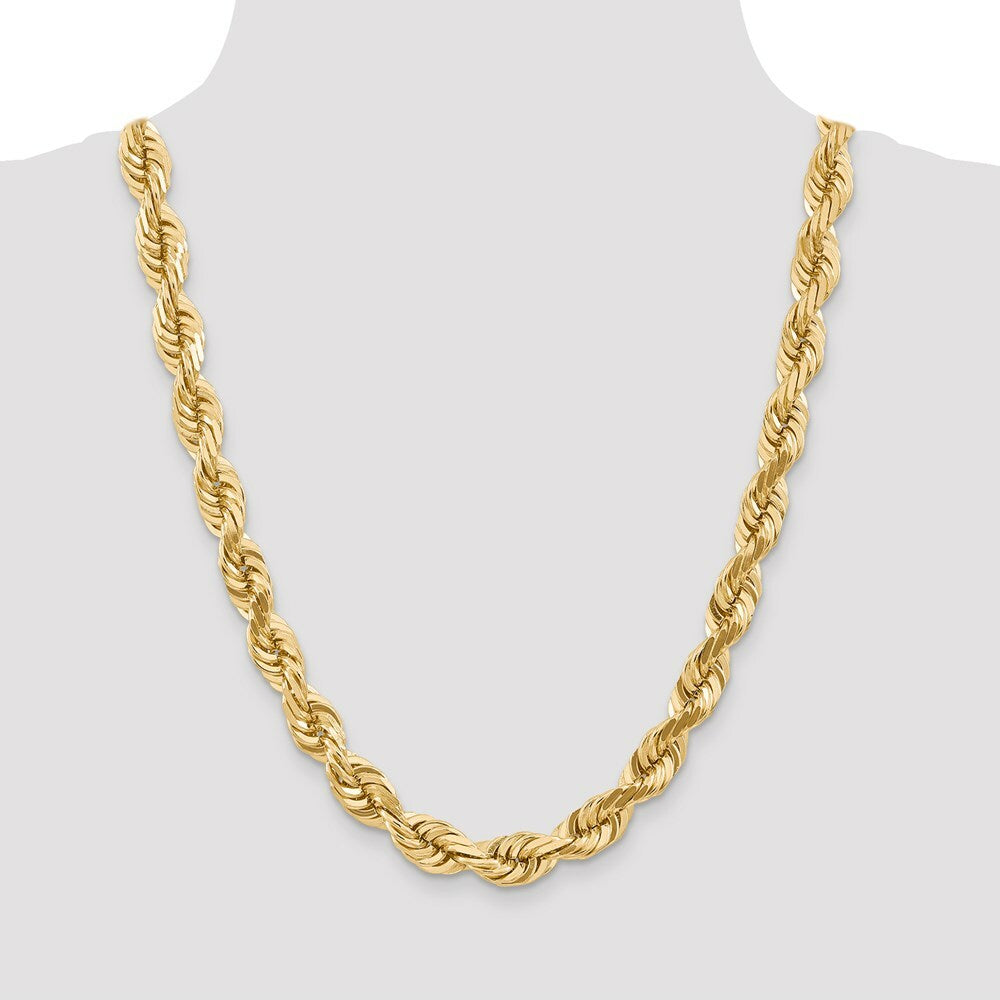 14K Yellow Gold 10mm Diamond-cut Rope Chain Necklace  Length 20'' inches
