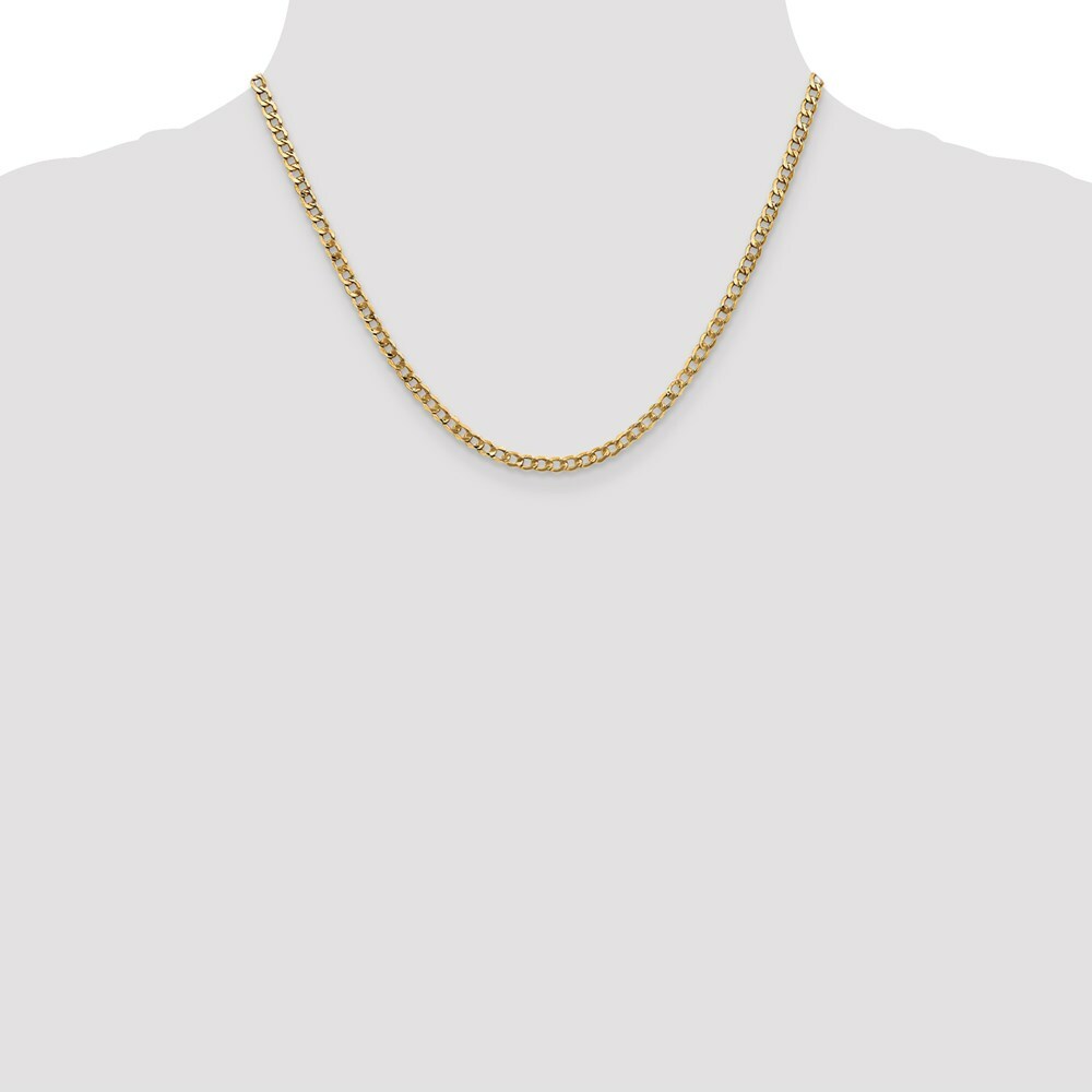 10K Yellow Gold 3.35mm Semi-Solid Curb Link Chain  length: 16 inches