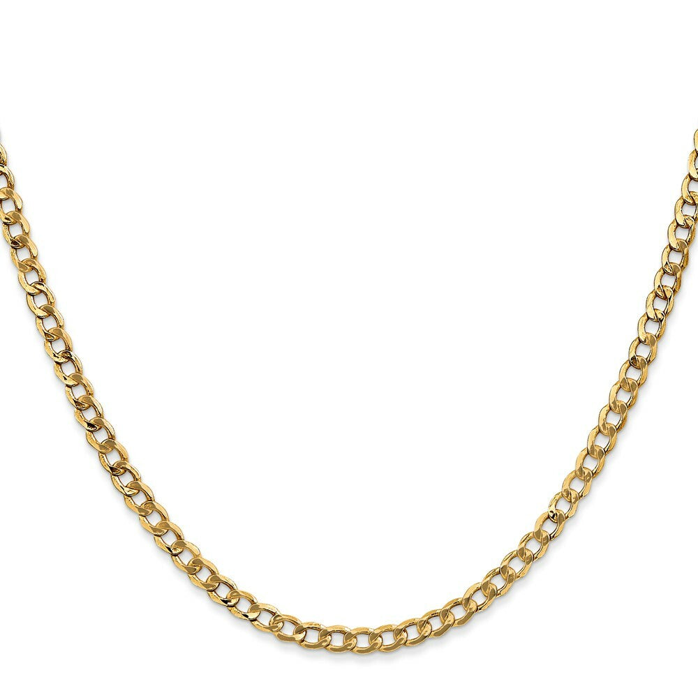 10K Yellow Gold 3.35mm Semi-Solid Curb Link Chain  length: 16 inches
