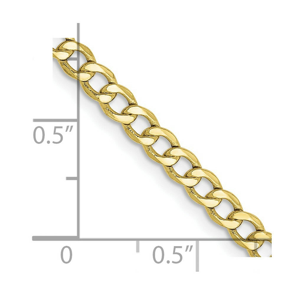 10K Yellow Gold 3.35mm Semi-Solid Curb Link Chain  length: 16 inches