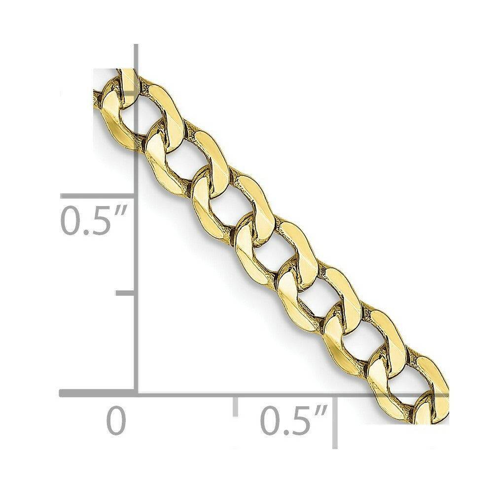 10K Yellow Gold 4.3mm Semi-Solid Curb Link Chain Necklace  Length 16'' inches
