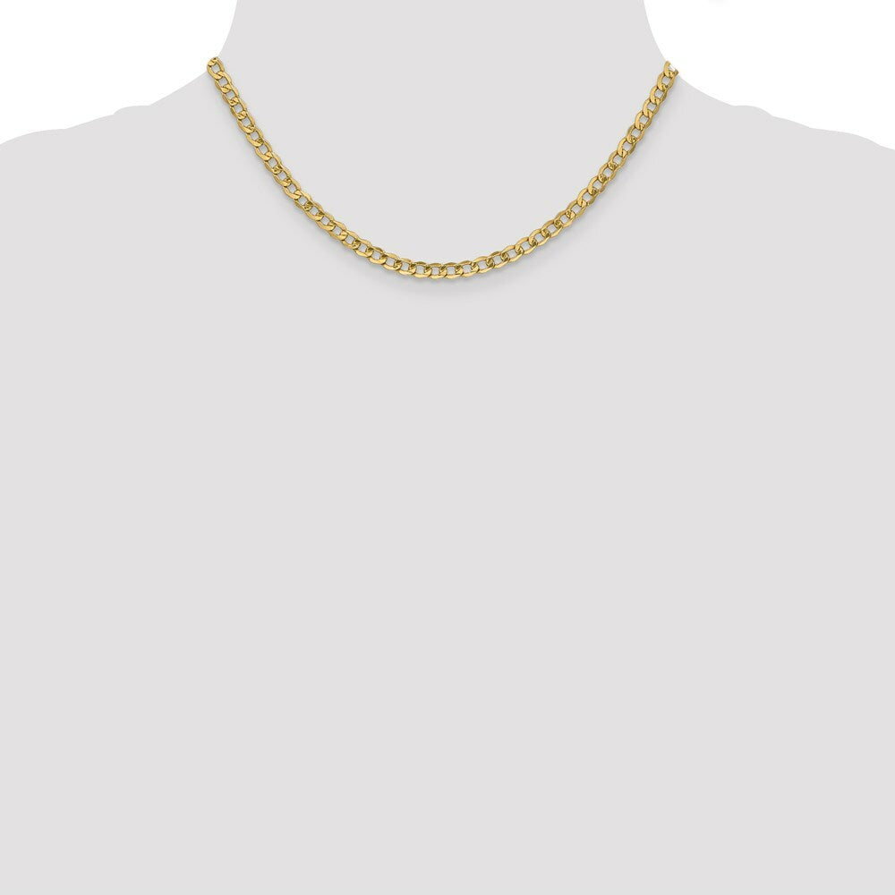10K Yellow Gold 4.3mm Semi-Solid Curb Link Chain Necklace  Length 16'' inches