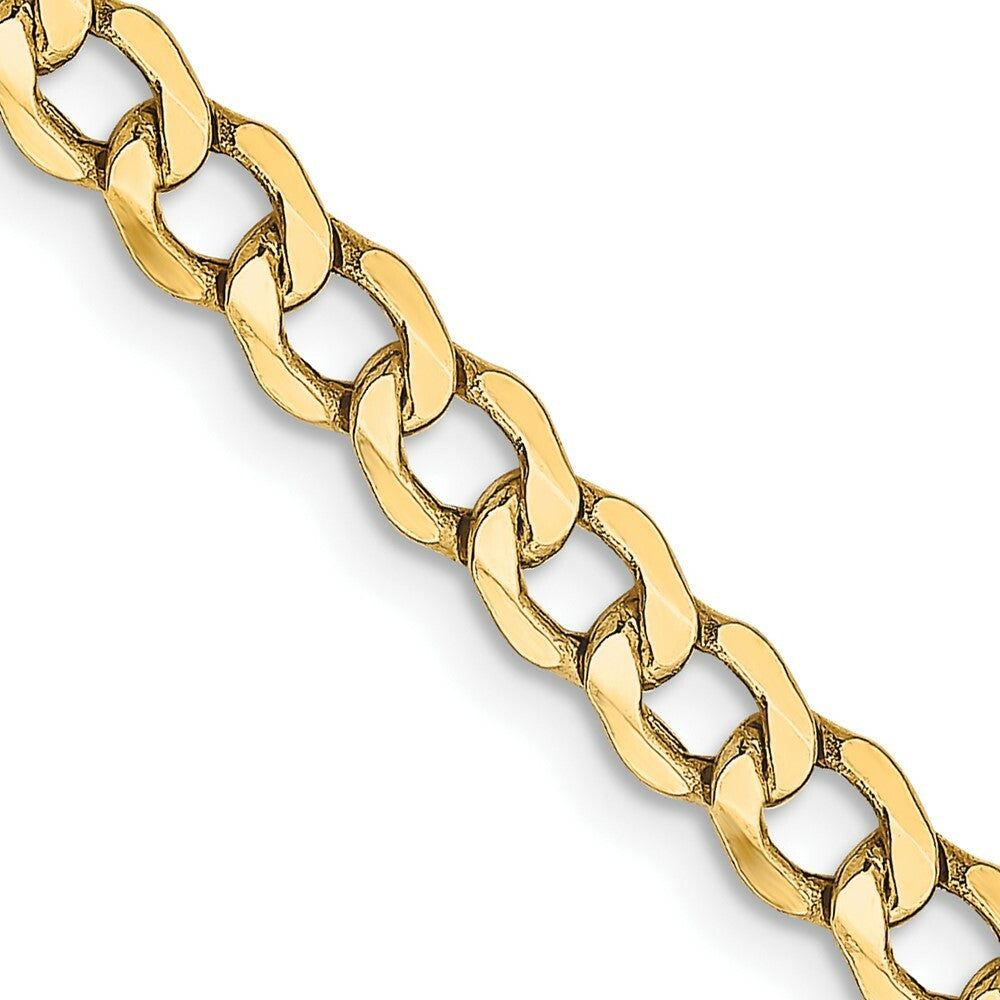 10K Yellow Gold 4.3mm Semi-Solid Curb Link Chain Necklace  Length 16'' inches