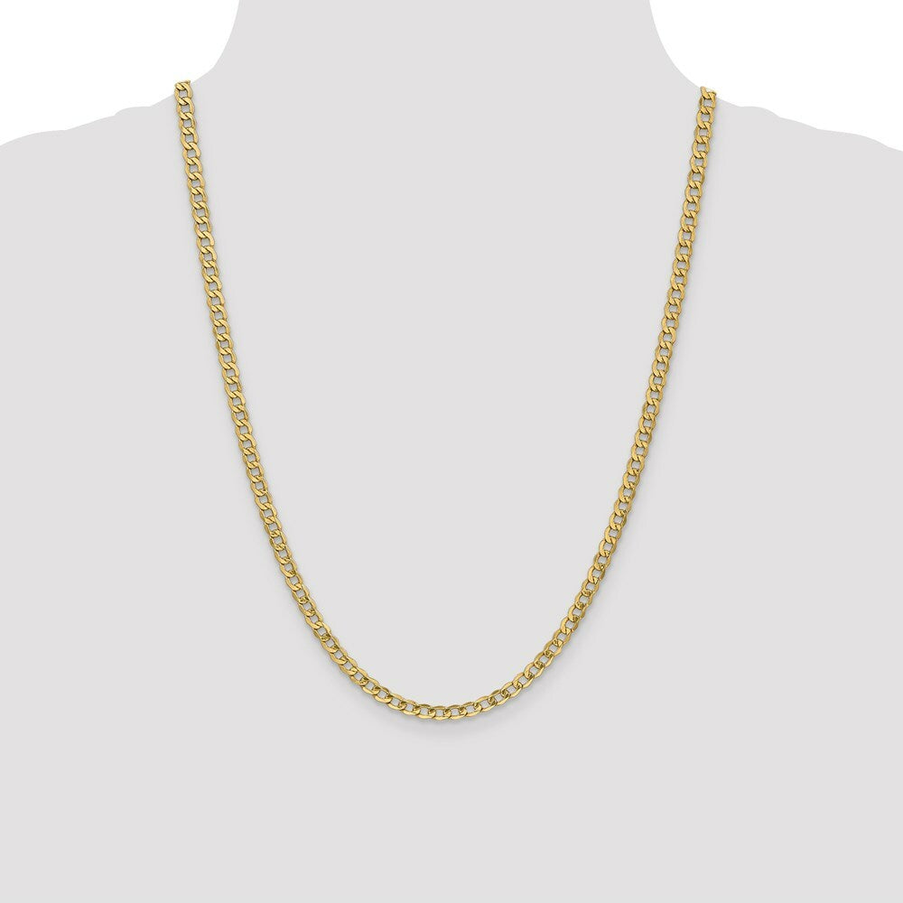10K Yellow Gold 4.3mm Semi-Solid Curb Link Chain Necklace  Length 16'' inches