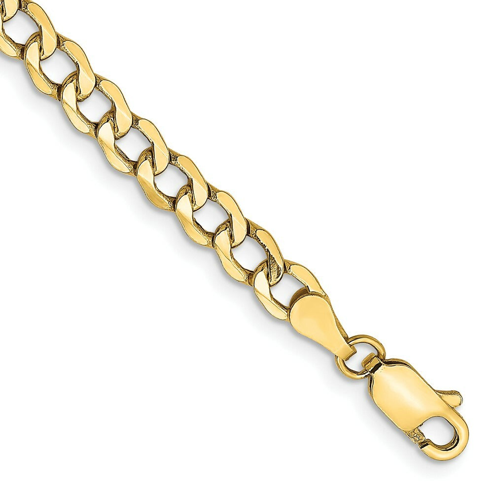 10K Yellow Gold 4.3mm Semi-Solid Curb Link Chain Bracelet  Length 7'' inches