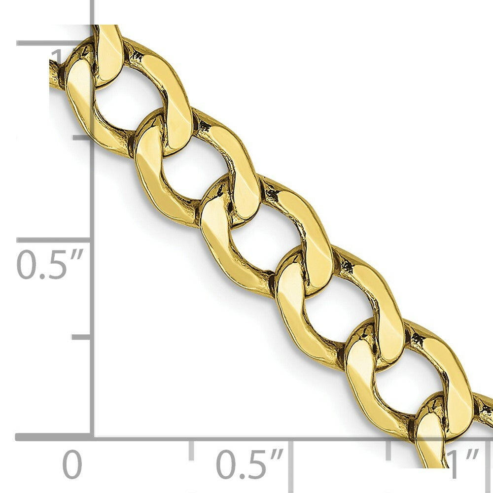 10K Yellow Gold 6.5mm Semi-Solid Curb Link Chain Necklace  Length 18'' inches
