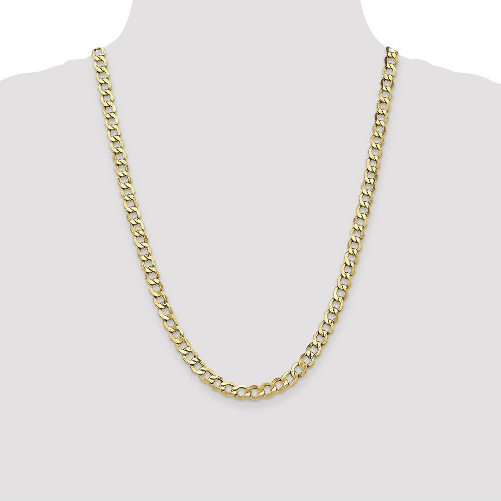 10K Yellow Gold 6.5mm Semi-Solid Curb Link Chain Necklace  Length 18'' inches