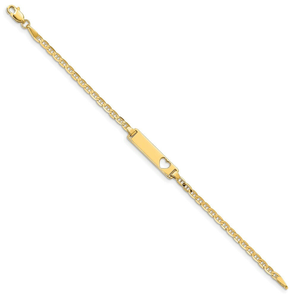 10K Yellow Gold Flat Anchor Link ID Bracelet  length: 5.5 inches