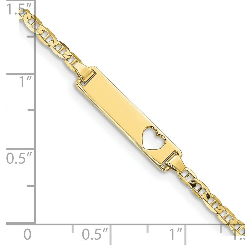 10K Yellow Gold Flat Anchor Link ID Bracelet  length: 5.5 inches
