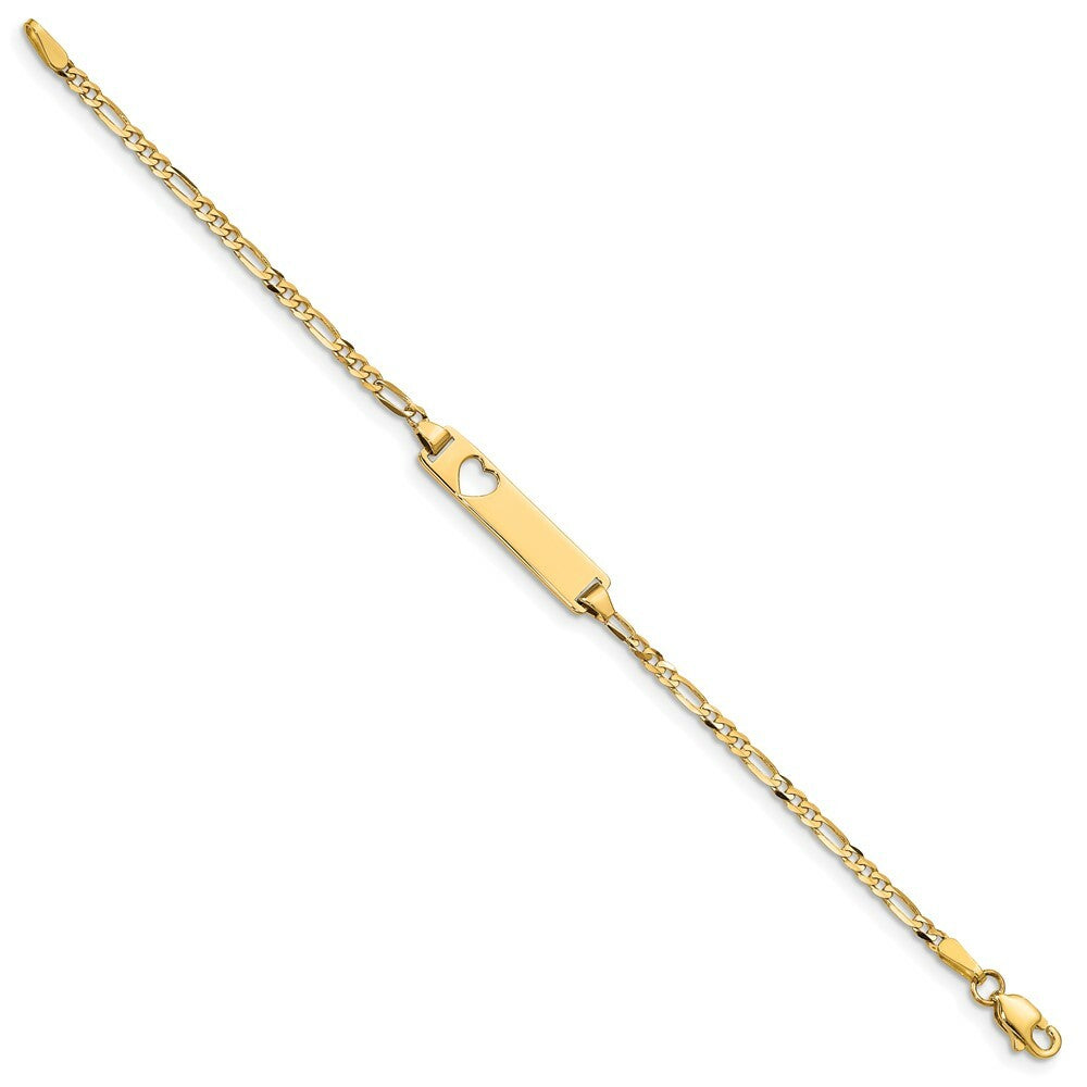 10K Yellow Gold Figaro Link ID Bracelet  length: 5.5 inches
