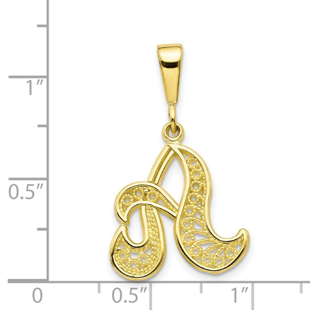 10K Yellow Gold Script Initial Letter B Charm