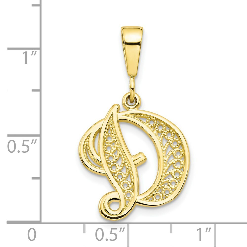 10K Yellow Gold Script Initial Letter B Charm