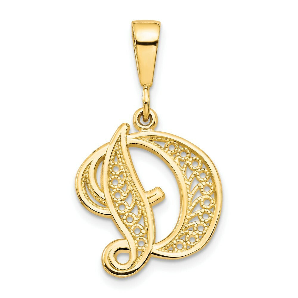 10K Yellow Gold Script Initial Letter B Charm