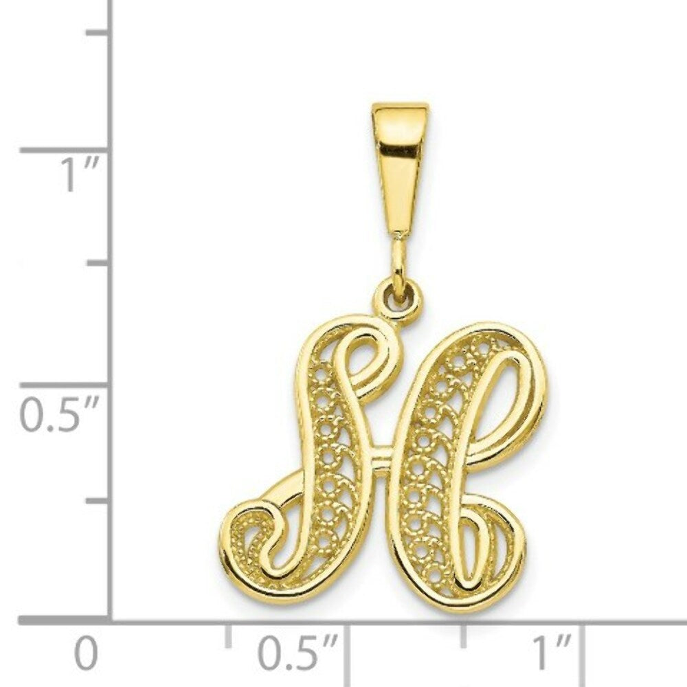 10K Yellow Gold Script Initial Letter B Charm