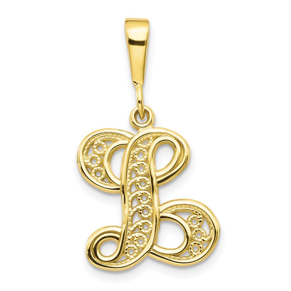 10K Yellow Gold Script Initial Letter B Charm