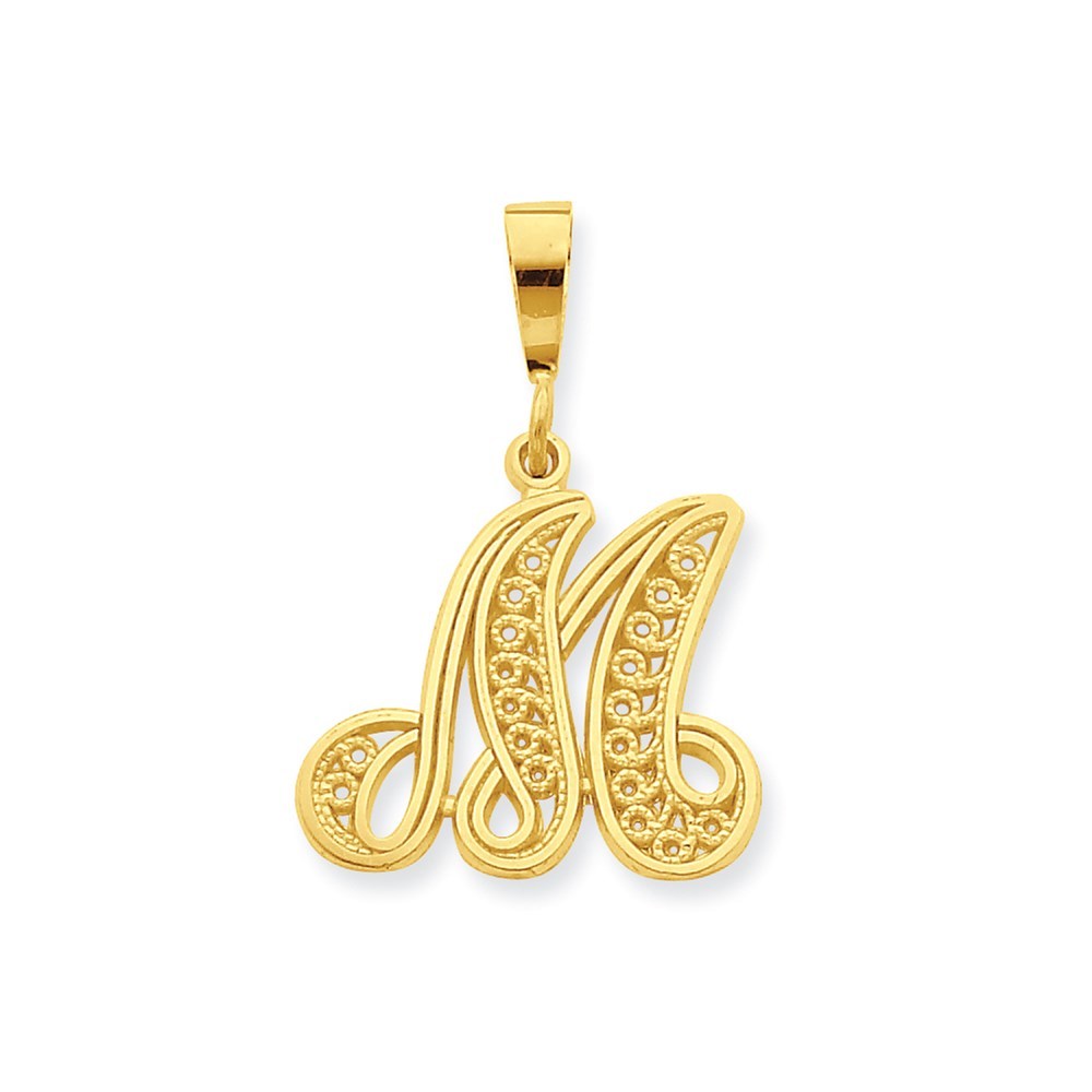 10K Yellow Gold Script Initial Letter B Charm