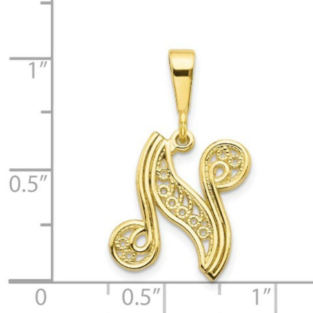 10K Yellow Gold Script Initial Letter B Charm
