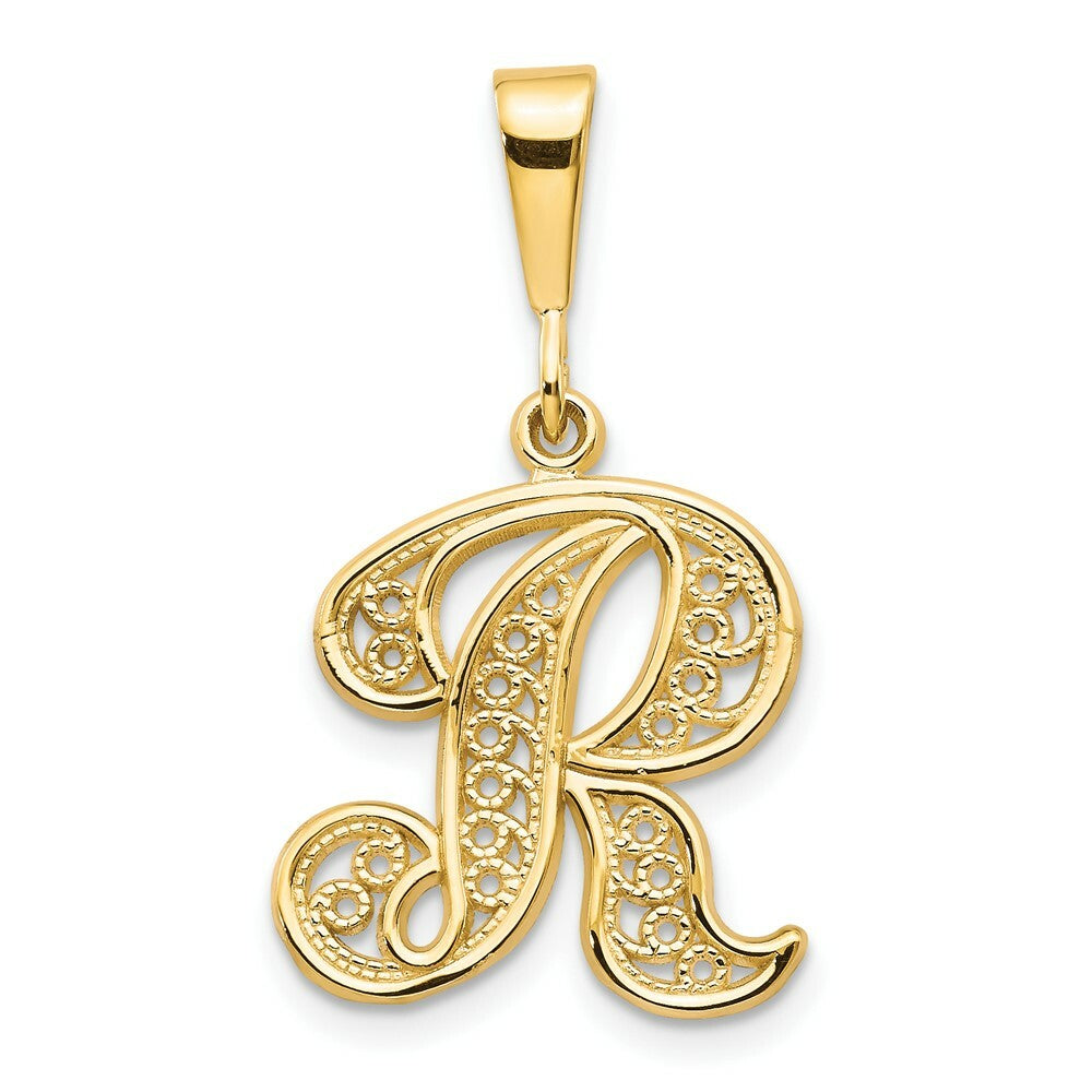 10K Yellow Gold Script Initial Letter B Charm