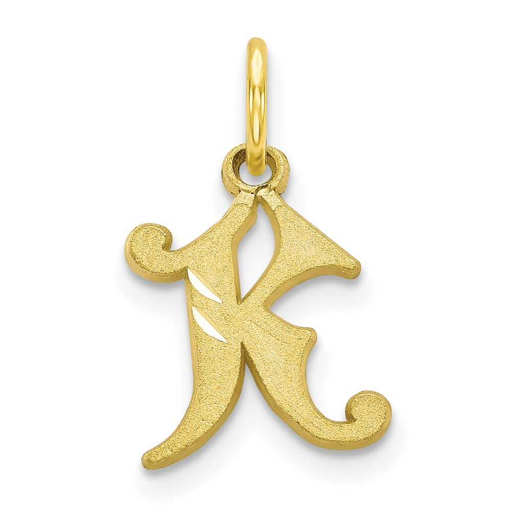 10K Yellow Gold Initial Letter A Charm Pendant