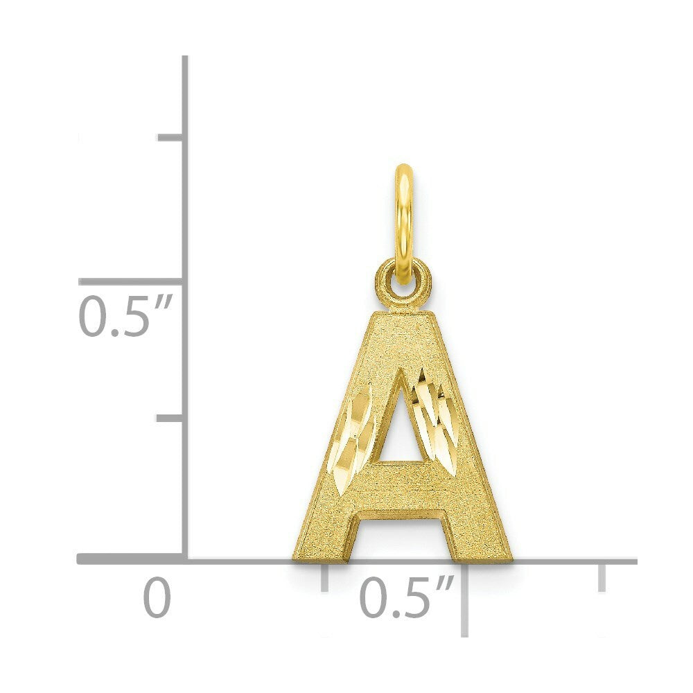 10K Yellow Gold Initial Letter A Charm Pendant