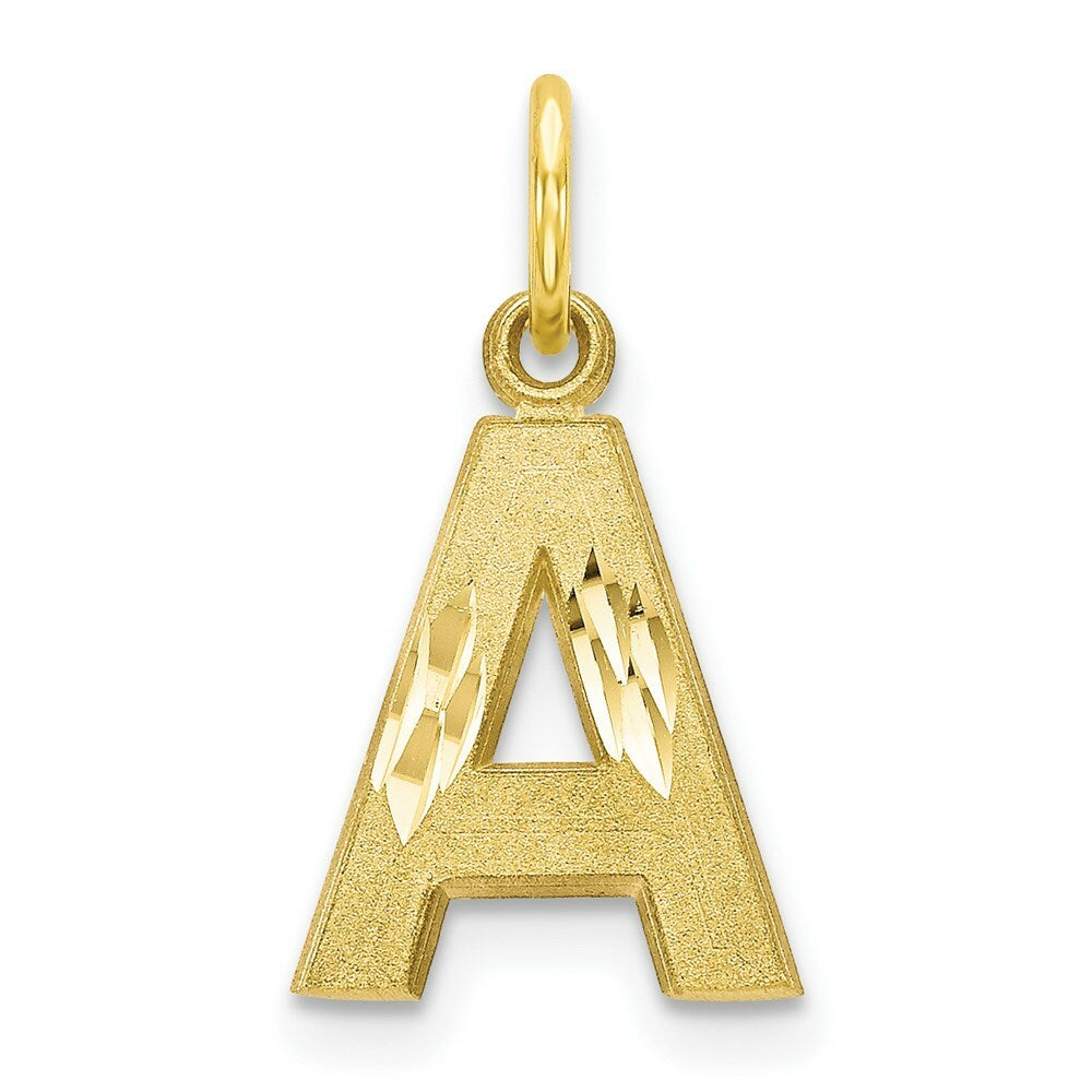 10K Yellow Gold Initial Letter A Charm Pendant