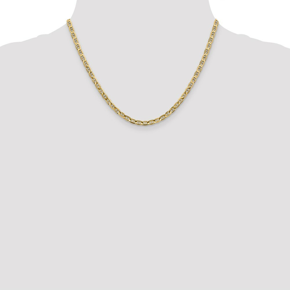 10K Yellow Gold 3.75mm Concave Anchor Chain  length: 18 inches