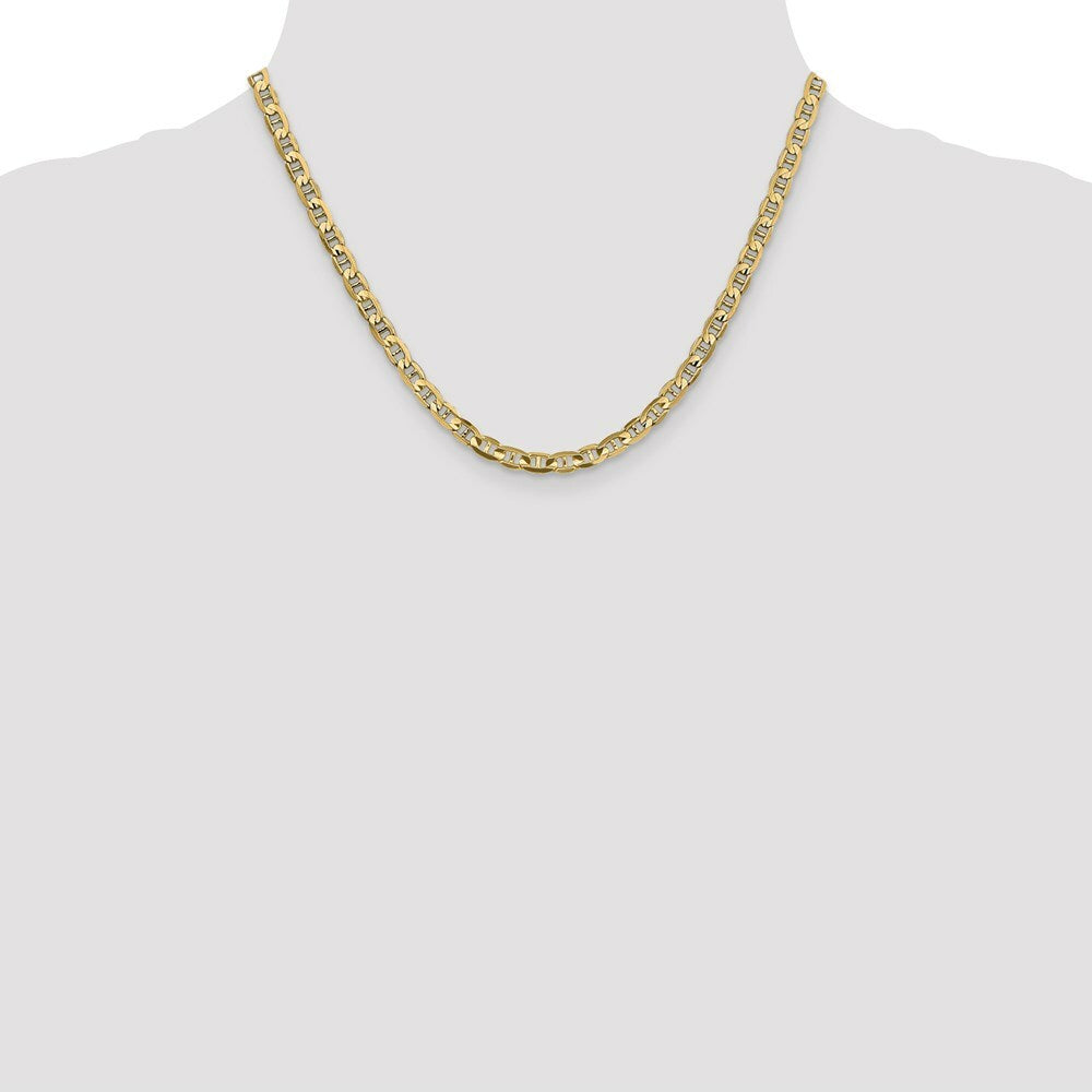 10K Yellow Gold 4.5mm Concave Anchor Chain  length: 18 inches