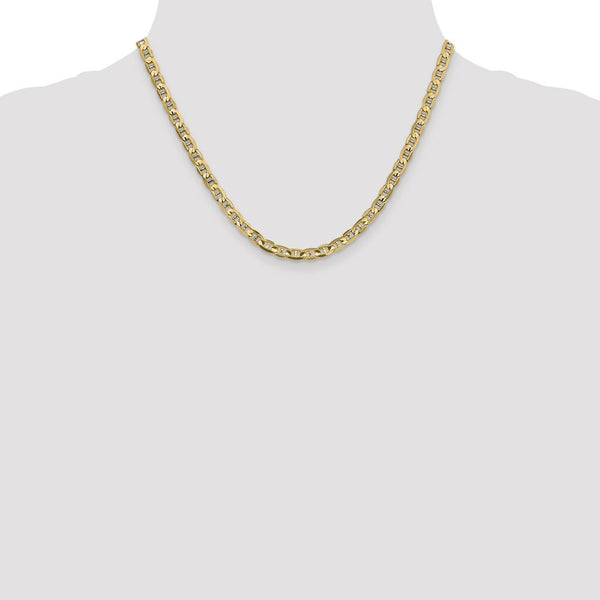 10K Yellow Gold 4.5mm Concave Anchor Chain  length: 18 inches