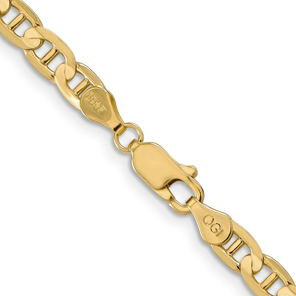 10K Yellow Gold 4.5mm Concave Anchor Chain  length: 18 inches
