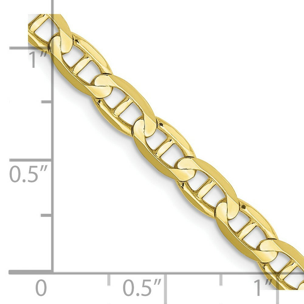 10K Yellow Gold 4.5mm Concave Anchor Chain  length: 18 inches