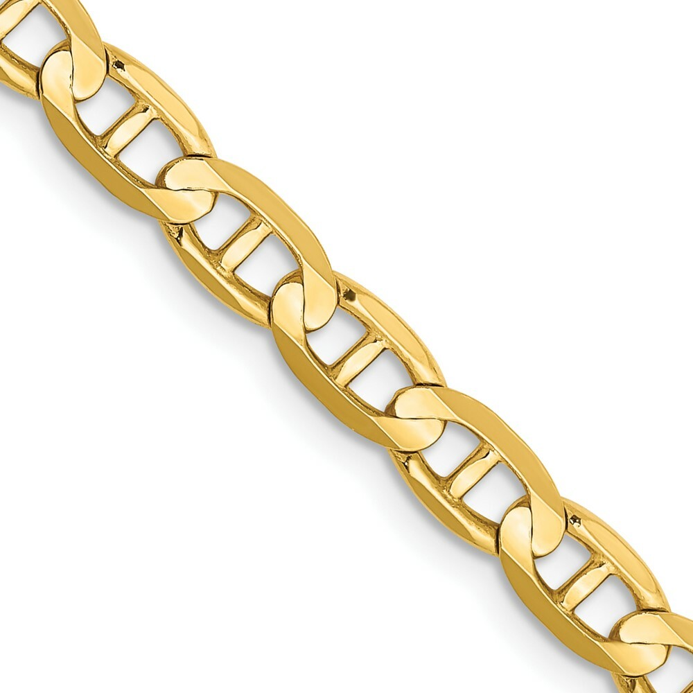 10K Yellow Gold 4.5mm Concave Anchor Chain  length: 18 inches
