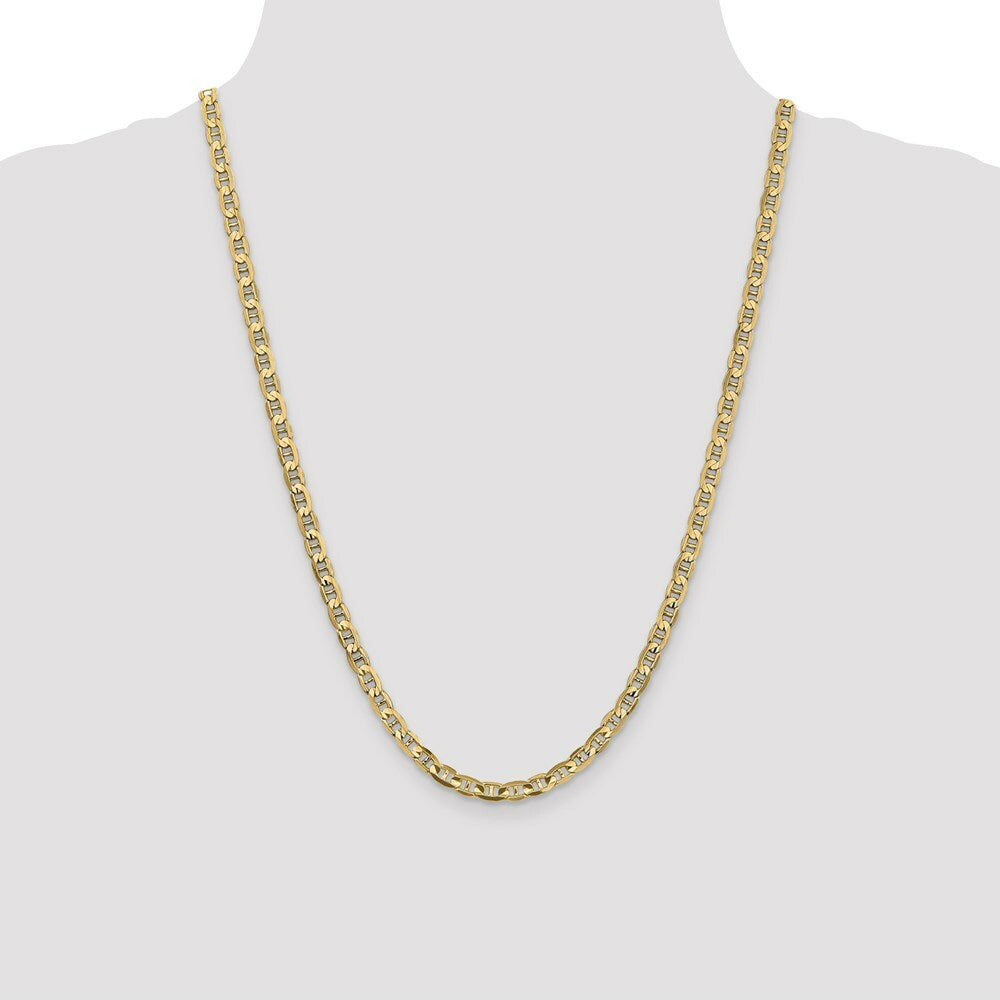 10K Yellow Gold 4.5mm Concave Anchor Chain  length: 18 inches