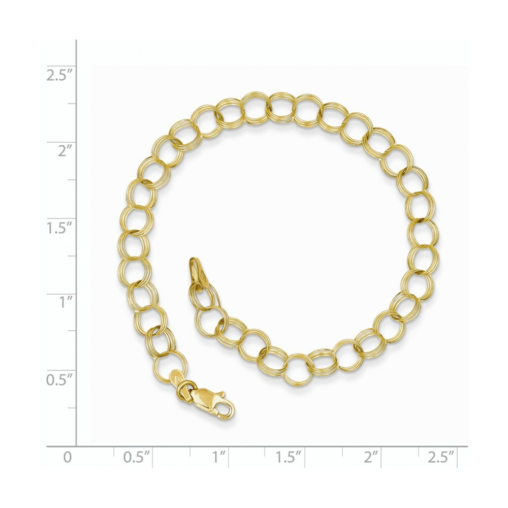 10K Yellow Gold Triple Link Charm Bracelet  Length 7'' inches