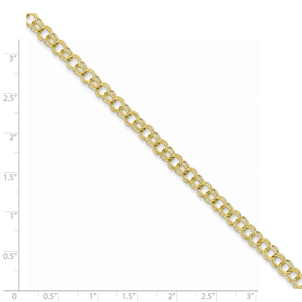 8" Length Bracelet 10K Yellow Gold Solid Double Link Charm Bracelet