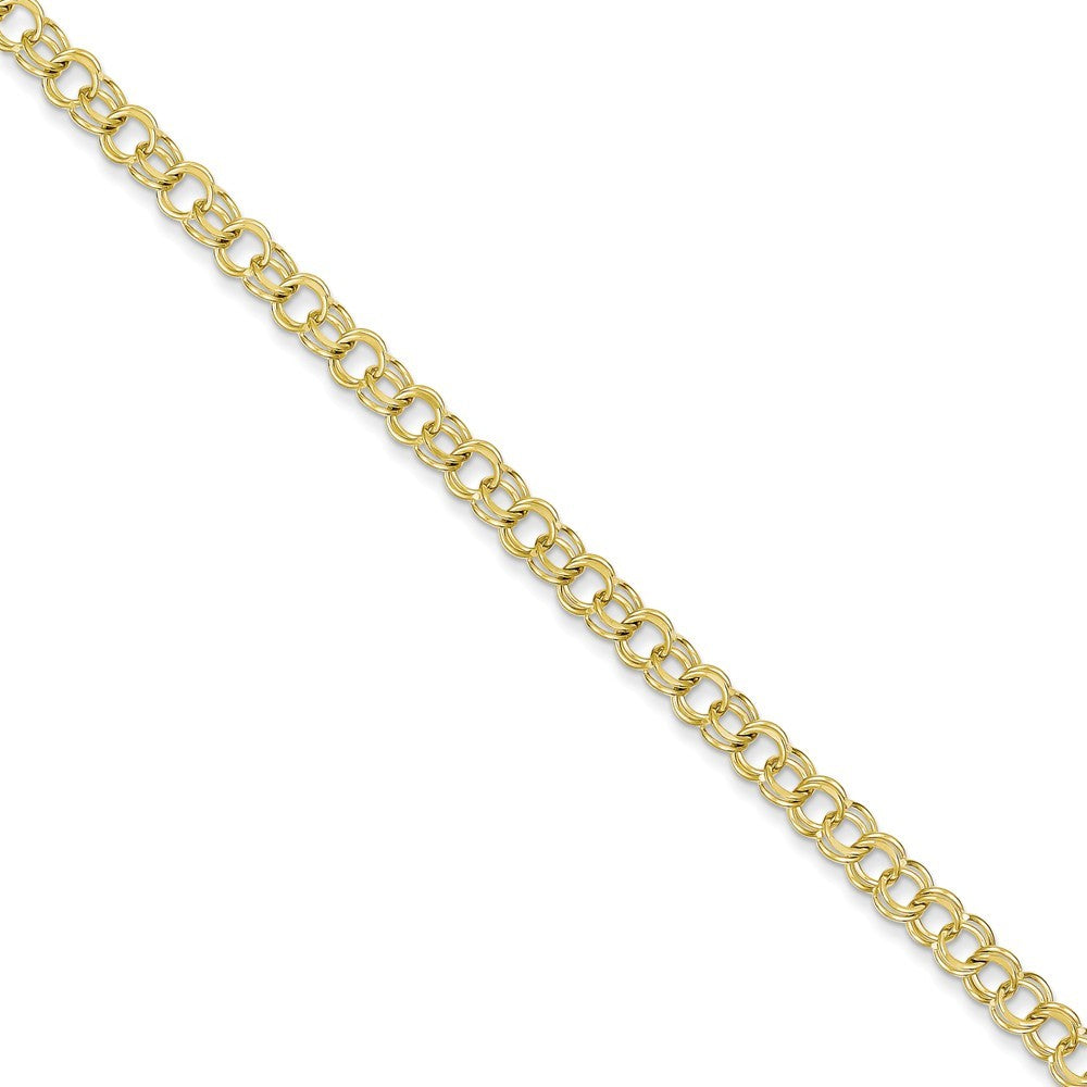 8" Length Bracelet 10K Yellow Gold Solid Double Link Charm Bracelet