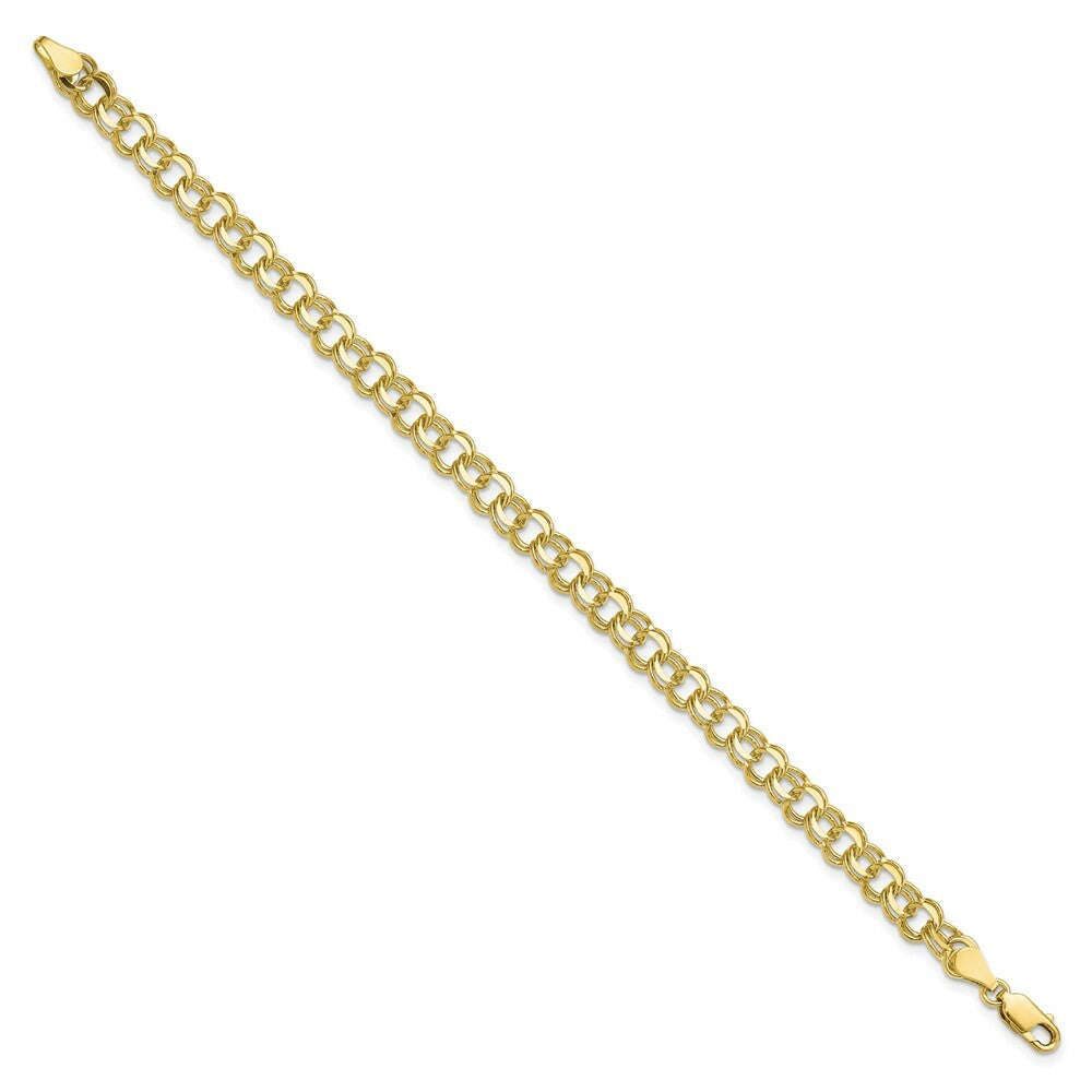 8" Length Bracelet 10K Yellow Gold Solid Double Link Charm Bracelet
