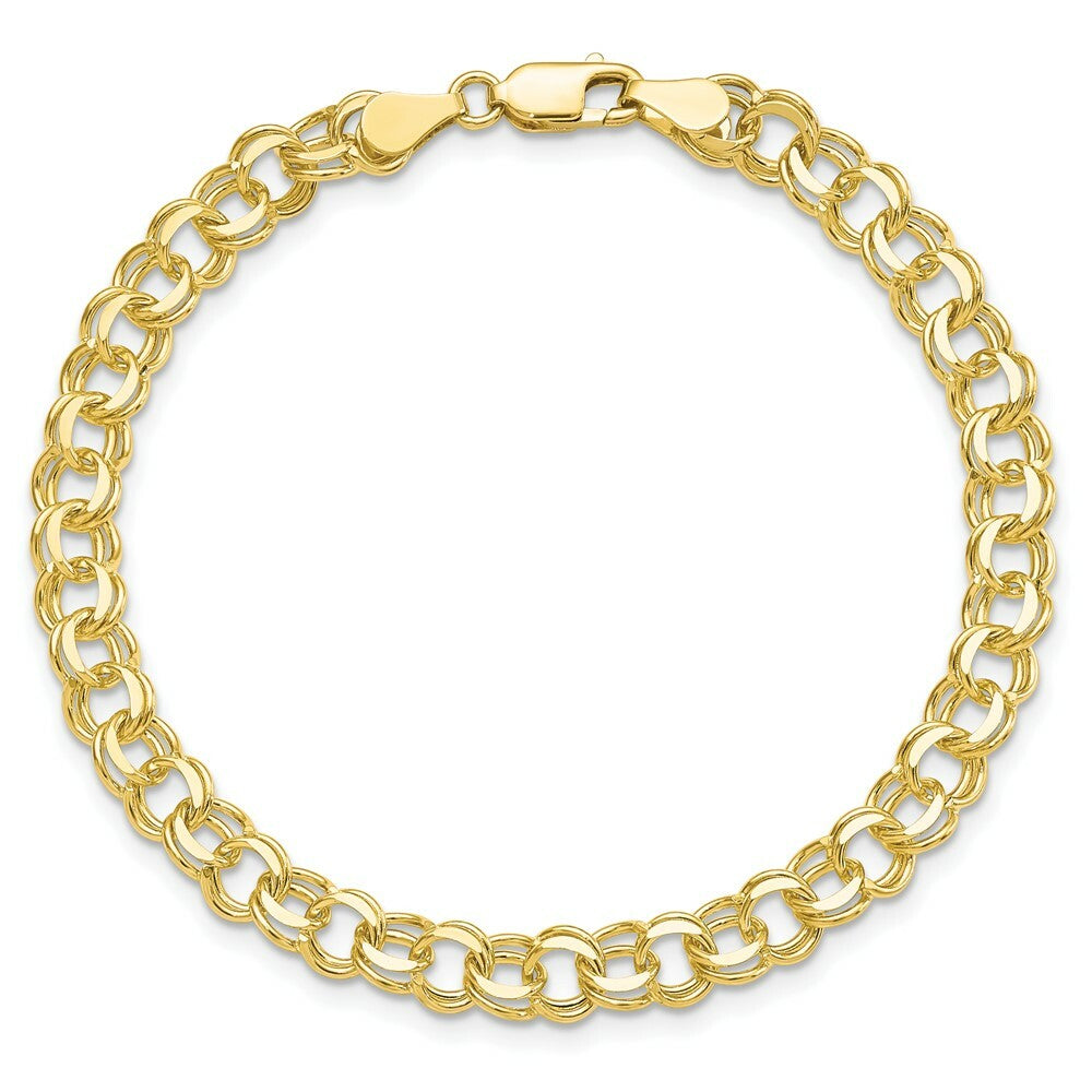 8" Length Bracelet 10K Yellow Gold Solid Double Link Charm Bracelet