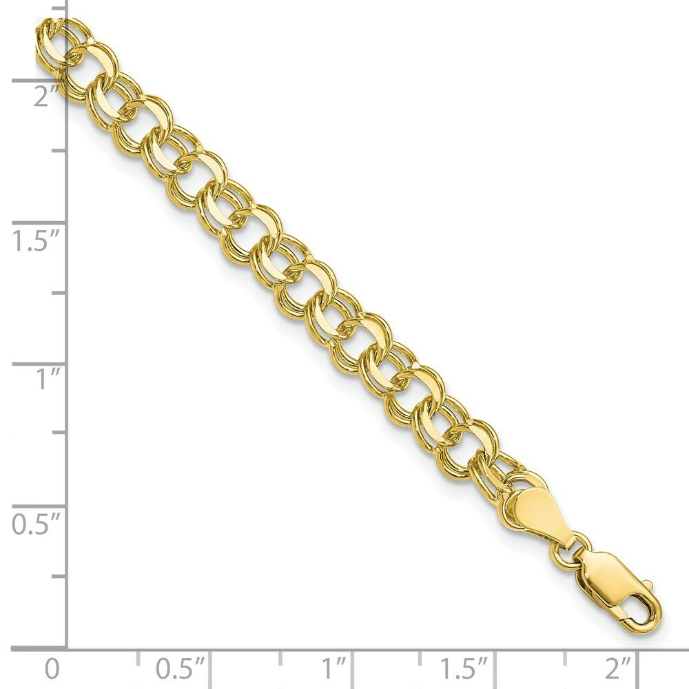8" Length Bracelet 10K Yellow Gold Solid Double Link Charm Bracelet