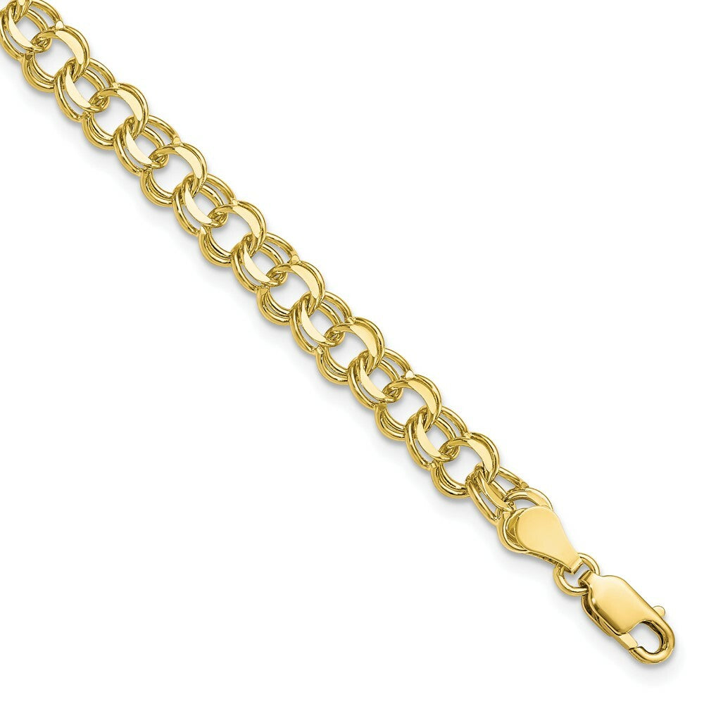 8" Length Bracelet 10K Yellow Gold Solid Double Link Charm Bracelet