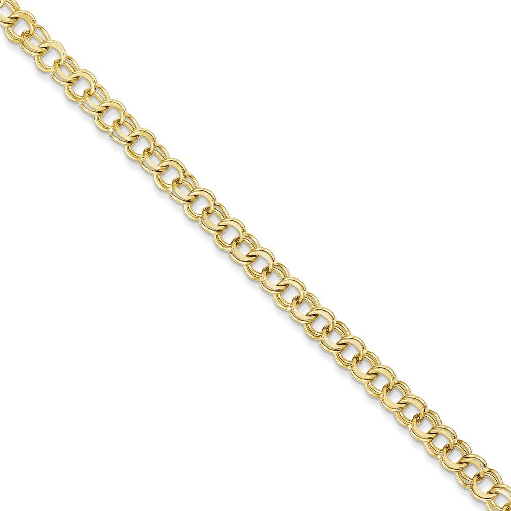 8" Length Bracelet 10K Yellow Gold Solid Double Link Charm Bracelet